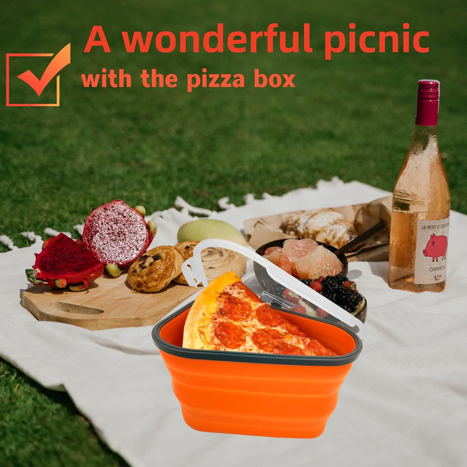 10026 Reusable Pizza Storage Containers With 5 Microwavable Serving Trays Silicone Container Expandable  Adjustable For Packing Pizza At Home  Outdoor - Shop Gharse