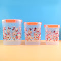 Square 3 Pcs Floral Printed Airtight Storage Container Set  Approx 2.8 Ltr 4.5 Ltr 6.9 Ltr (3 Pcs Set) - Shop Gharse