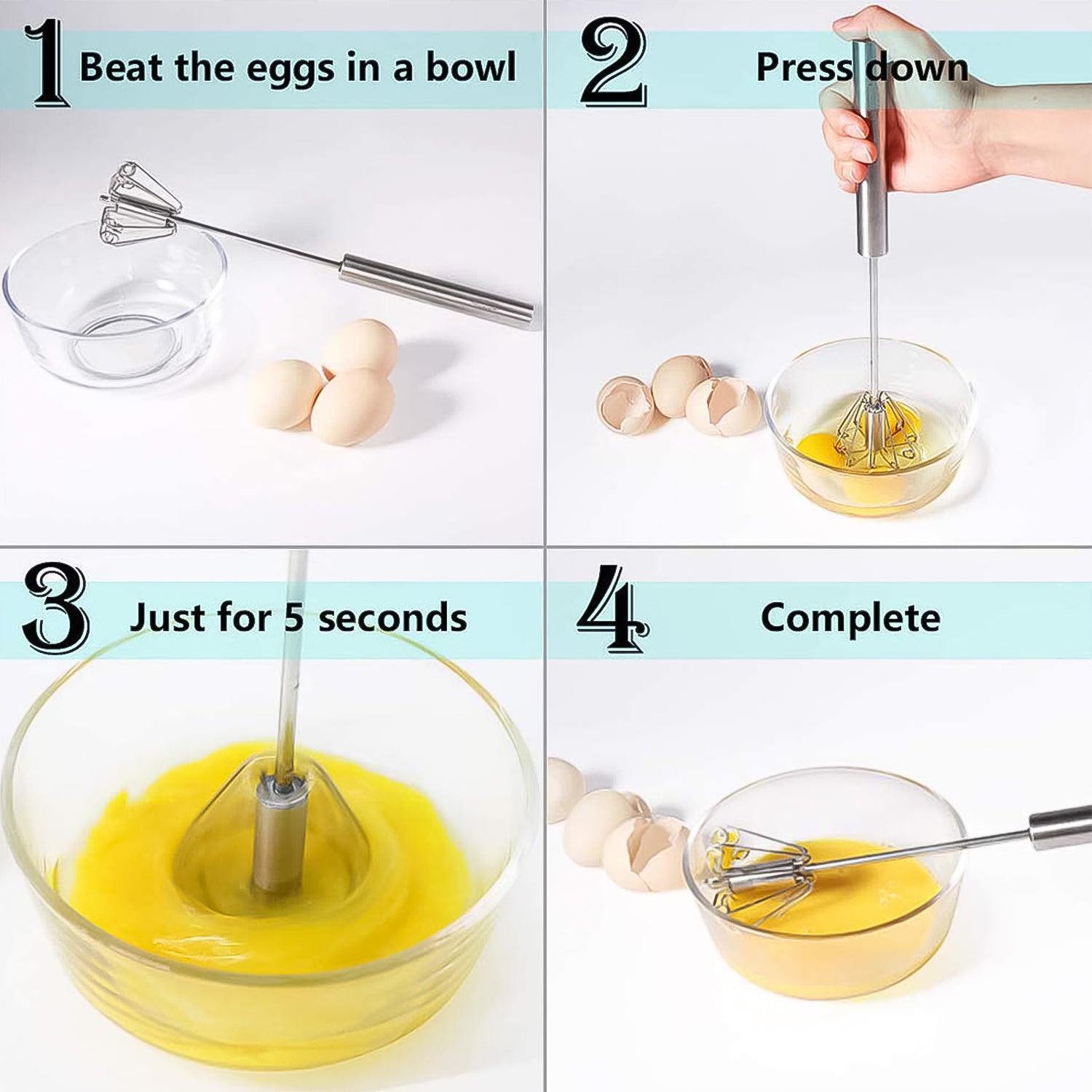 Hand Push Mixer Egg Whisk Stainless Steel Blender (1 Pc) - Shop Gharse