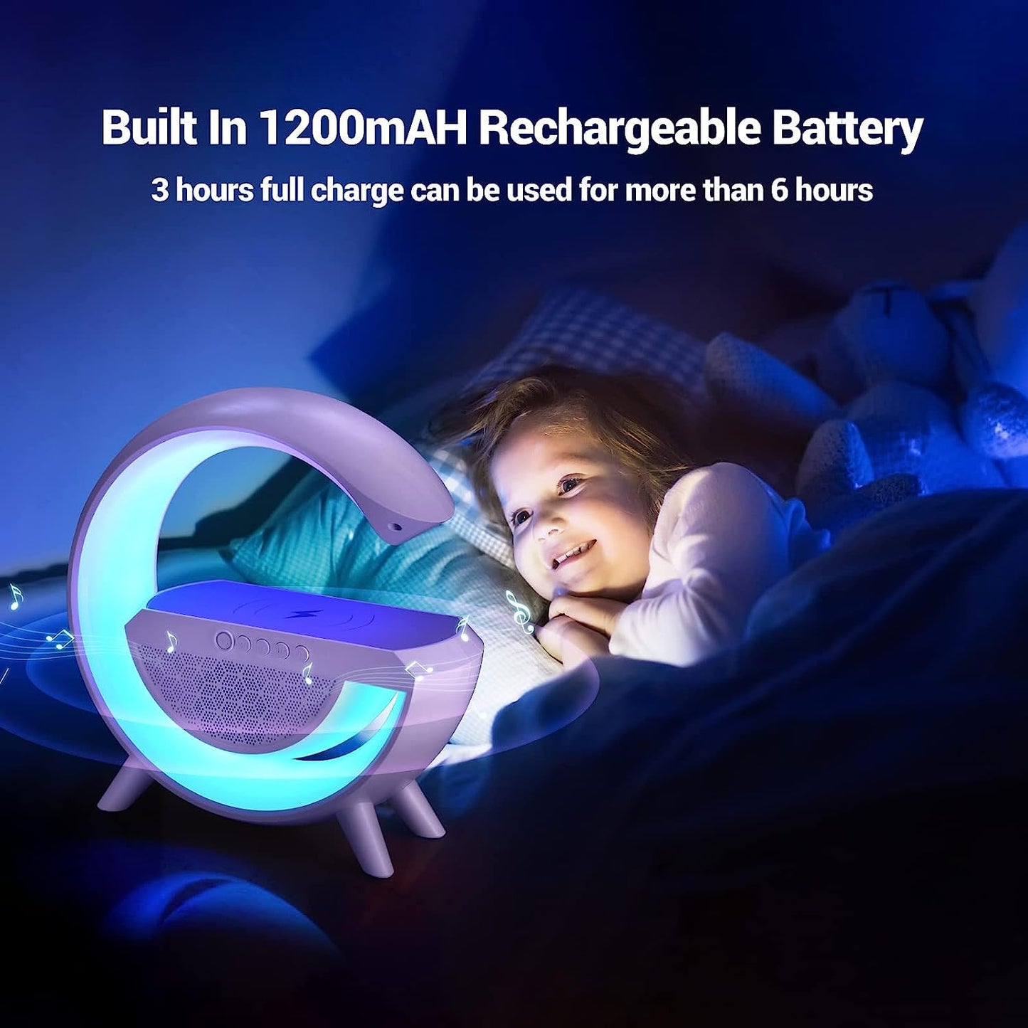1393   3-in-1 Multi-function Led Night Lamp With Bluetooth Speaker Wireless Charging For Bedroom For Music Party And Mood Lighting - Perfect Gift For All Occasions - Shop Gharse