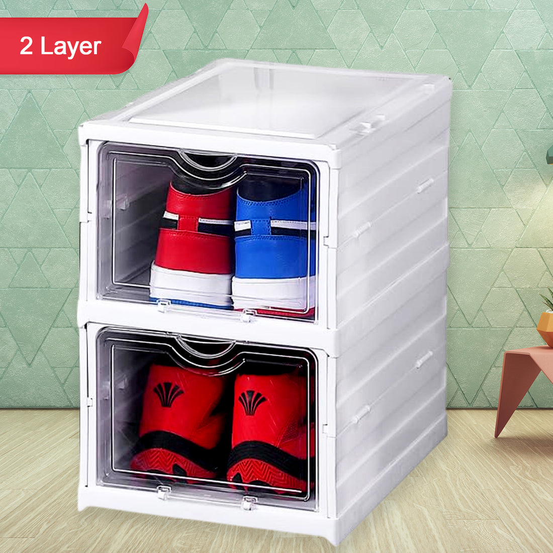 Stackable Multifunctional Storage For Clothes Foldable Drawer Shelf Basket Utility Cart Rack Storage Organizer Cart For Kitchen Pantry Closet Bedroom Bathroom Laundry (2 Layer 1 Pc) - Shop Gharse