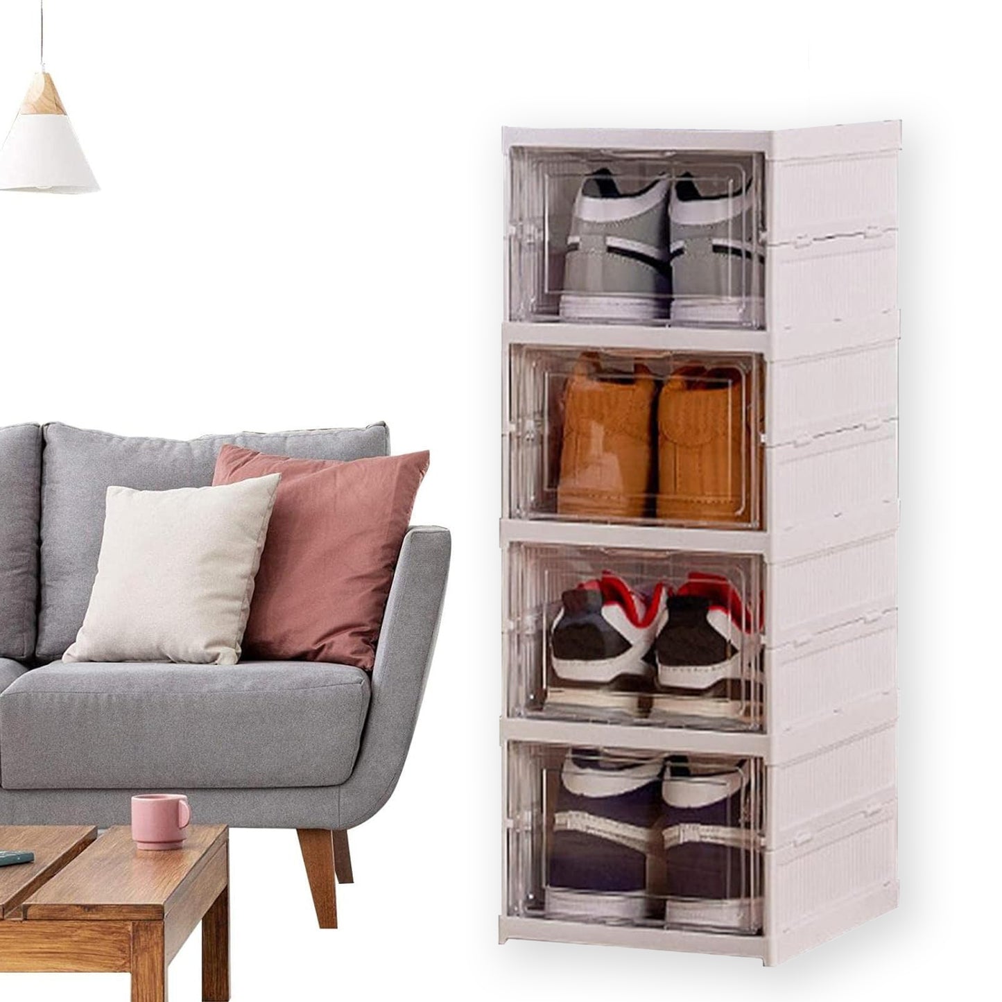 Stackable Multifunctional Storage For Clothes Foldable Drawer Shelf Basket Utility Cart Rack Storage Organizer Cart For Kitchen Pantry Closet Bedroom Bathroom Laundry (4 Layer 1 Pc) - Shop Gharse