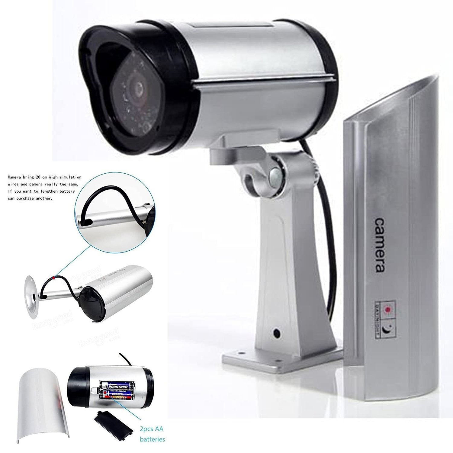 1481 Wireless Security Cctv False Outdoor Fake Dummy Piece Ir Camera - Shop Gharse