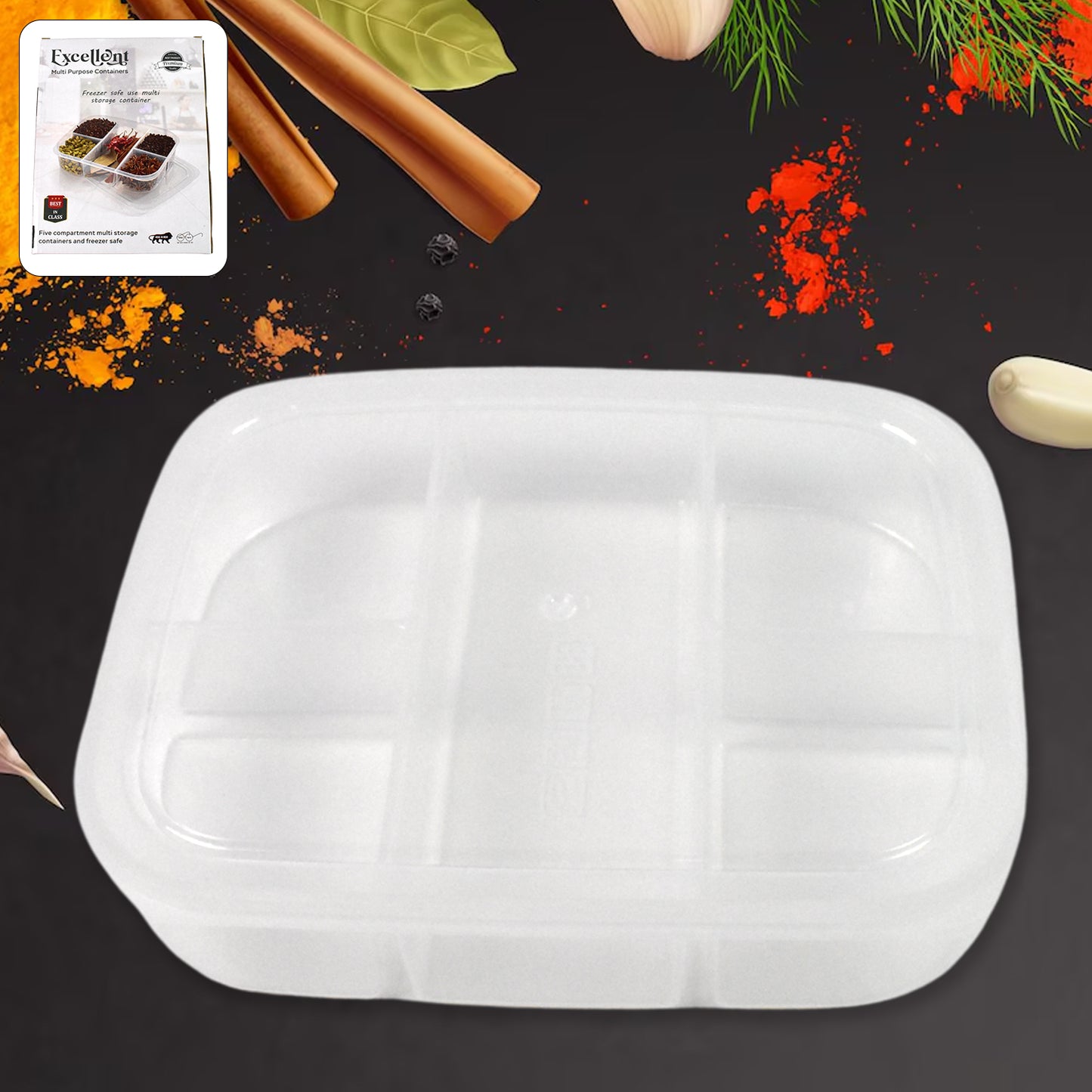 Plastic 5- Compartment Excellent Container Reusable Lunch Box (1 Pc) - Shop Gharse