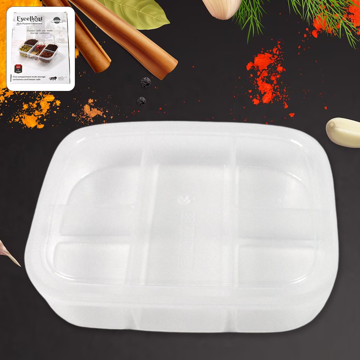 Plastic 5- Compartment Excellent Container Reusable Lunch Box (1 Pc) - Shop Gharse