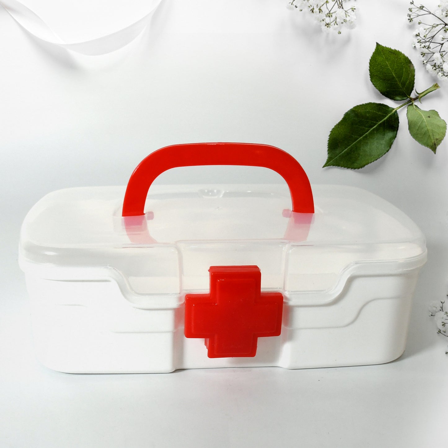 12734 Medical Box 1 Piece Indoor Outdoor Medical Utility Medicine Storage Box Detachable Tray Medical Box Multi Purpose Regular Medicine First Aid Box With Handle  Transparent Lid - Shop Gharse