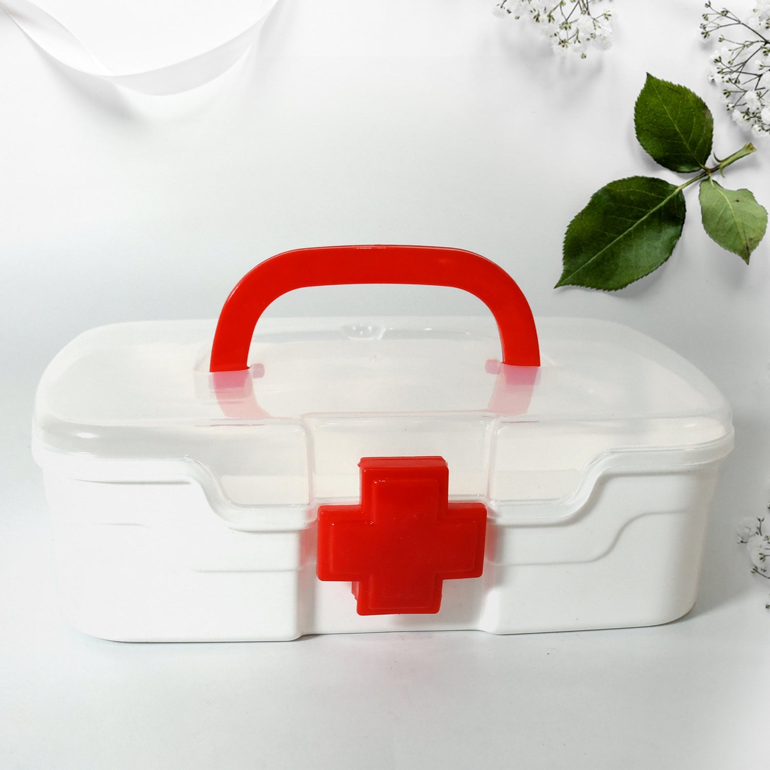 12734 Medical Box 1 Piece Indoor Outdoor Medical Utility Medicine Storage Box Detachable Tray Medical Box Multi Purpose Regular Medicine First Aid Box With Handle  Transparent Lid - Shop Gharse