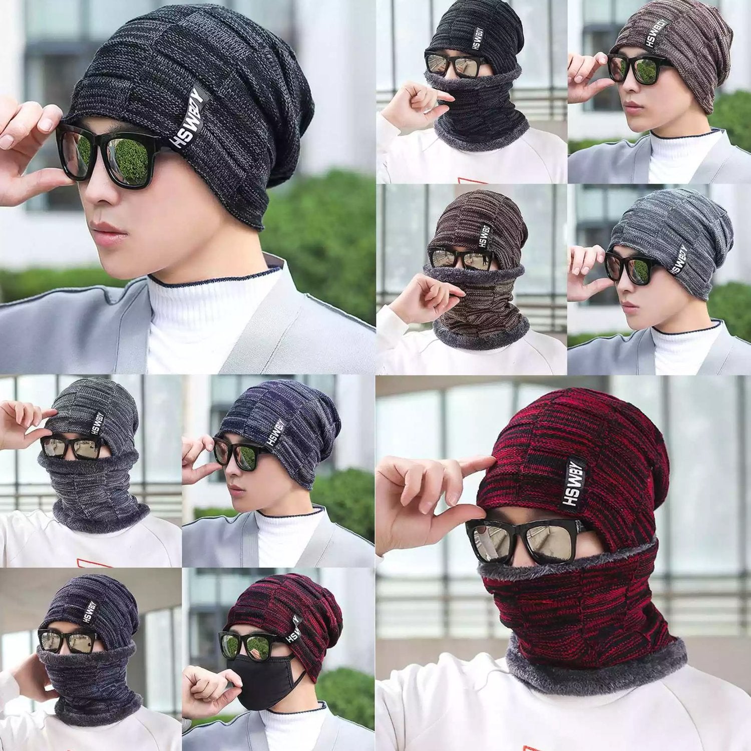 6066 Ultra Soft Unisex Woollen Beanie Cap Plus Muffler Scarf - Shop Gharse