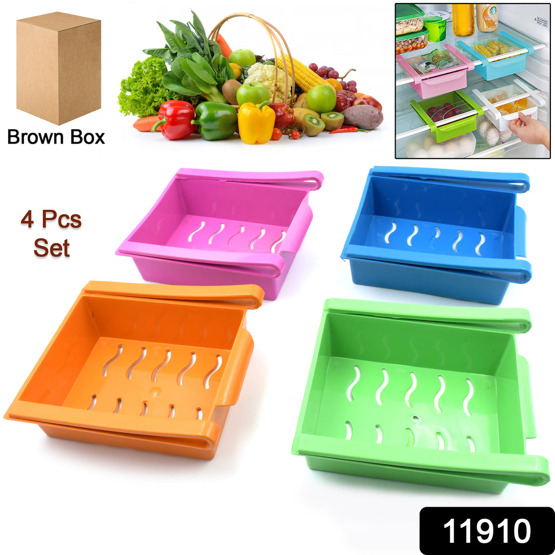 Adjustable Refrigerator Storage Organizer Drawers (4 Pc) - Shop Gharse