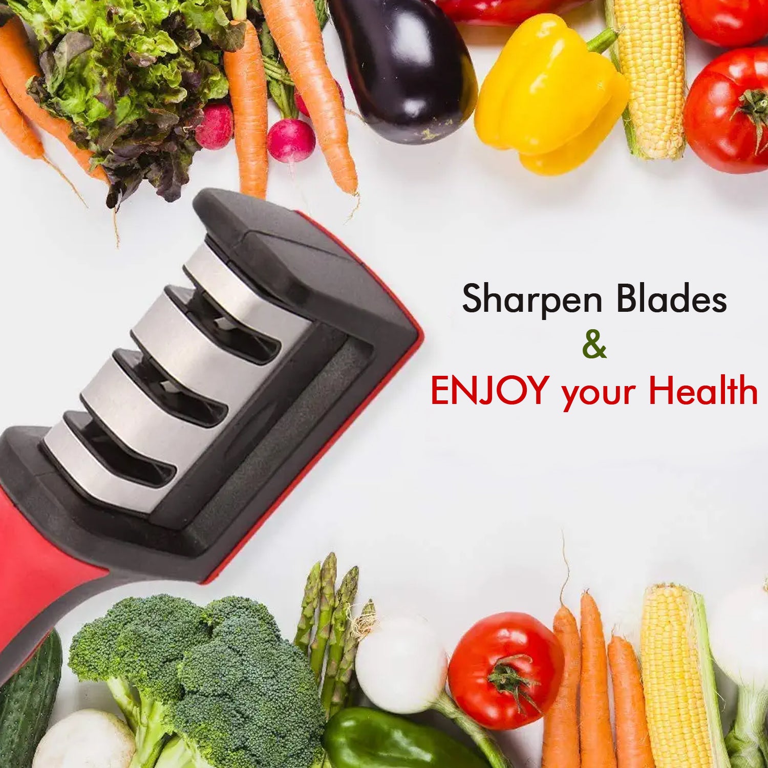 2051 Manual Red Knife Sharpener 3 Stage Sharpening Tool For Ceramic Knife And Steel Knives. - Shop Gharse