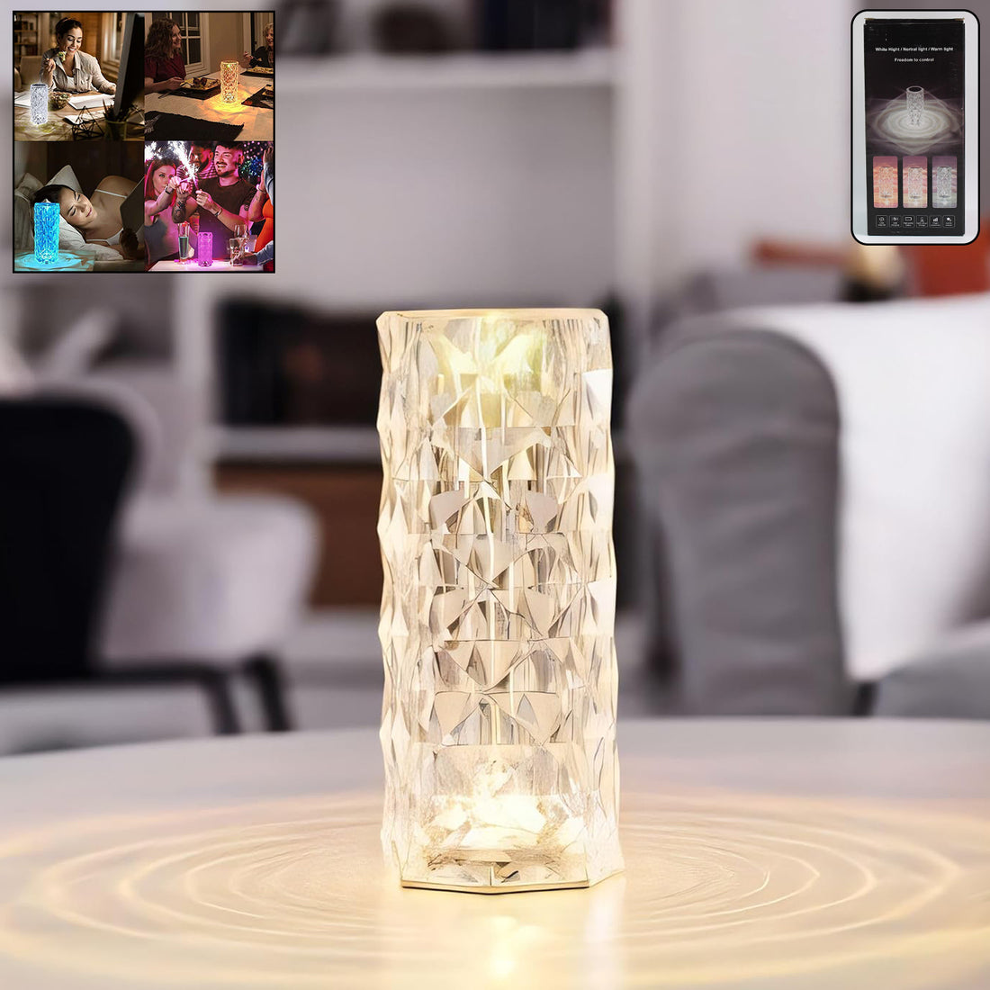 Premium Diamond Cut Crystal Table Lamp (1 Pc  Without Remote  Cable) - Shop Gharse