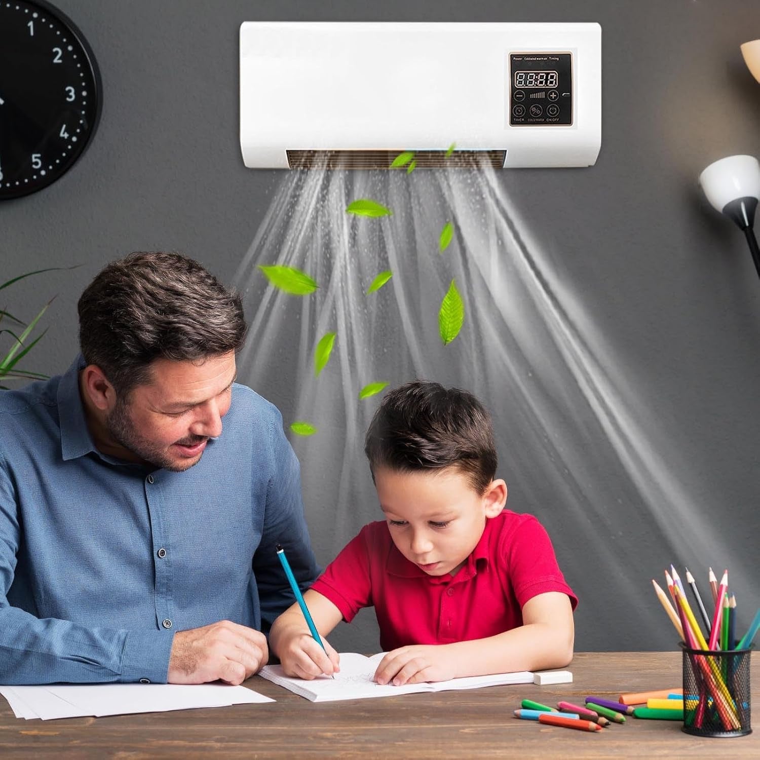 Wall Mounted Air Conditioner Fan Cooling And Heating Dual Purpose Small Air Conditioning Fan With Remote Control - Shop Gharse