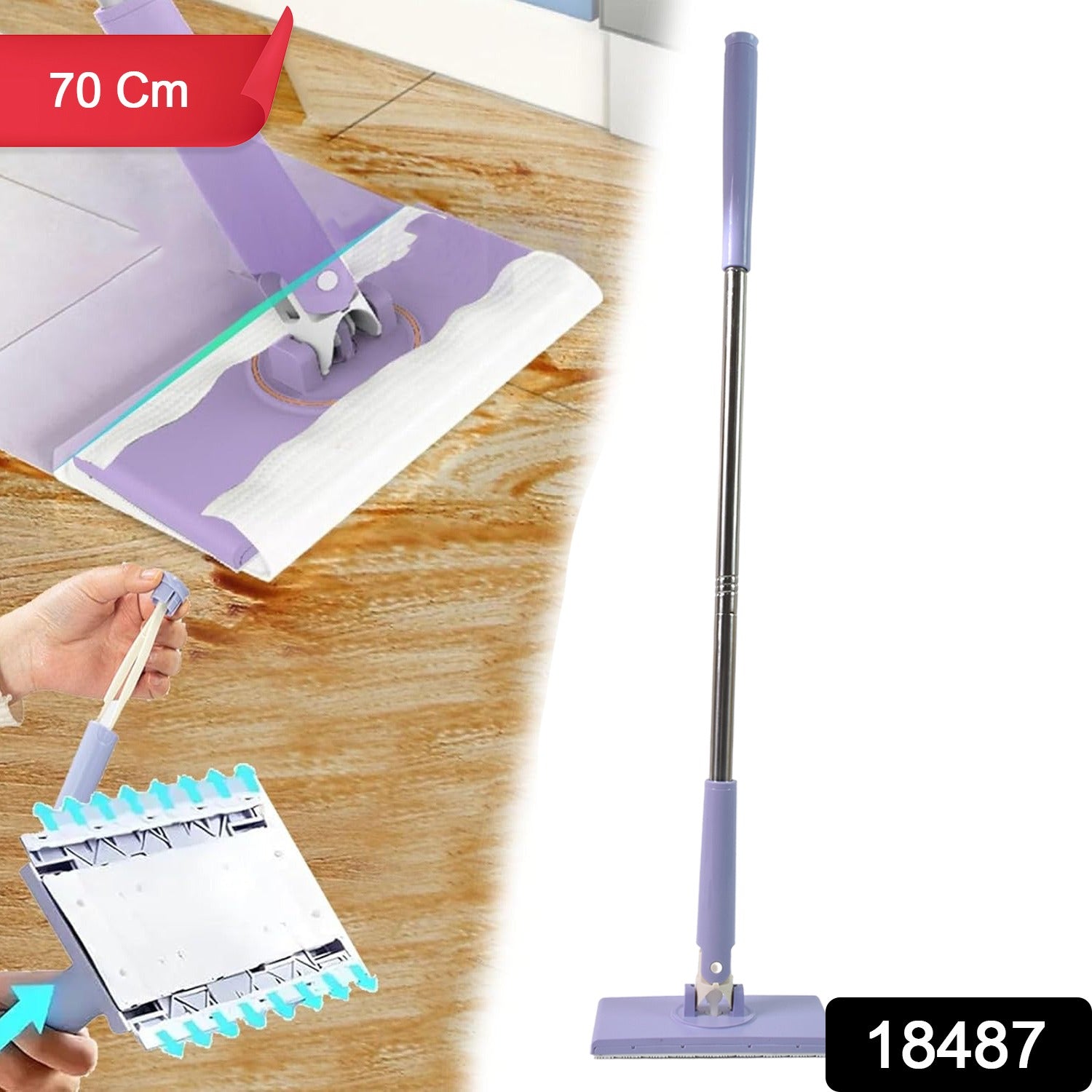 Automatic Cloth Changing Mini Mop With Push Pull Cloth Changing Handle (1 Pc) - Shop Gharse