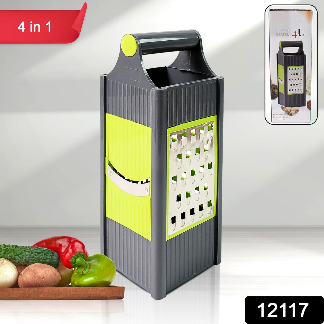 Steel And Plastic 4 In 1 Vegetable  Fruit Slicer Grater  Slicer (1 Pc) - Shop Gharse