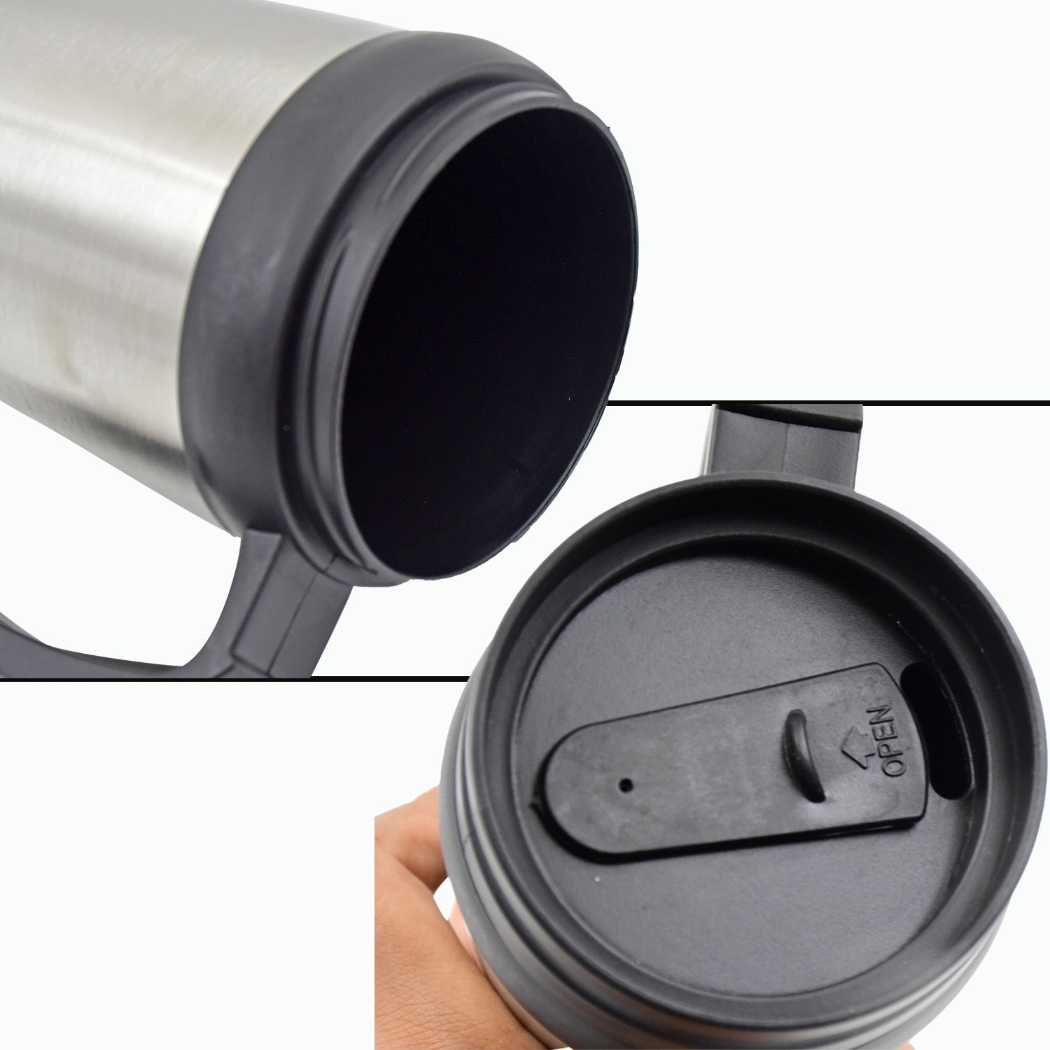 Stainless Steel Vacuum Glass Insulated Glass Coffee Cups (With Lid  Handle  1 Pc) - Shop Gharse