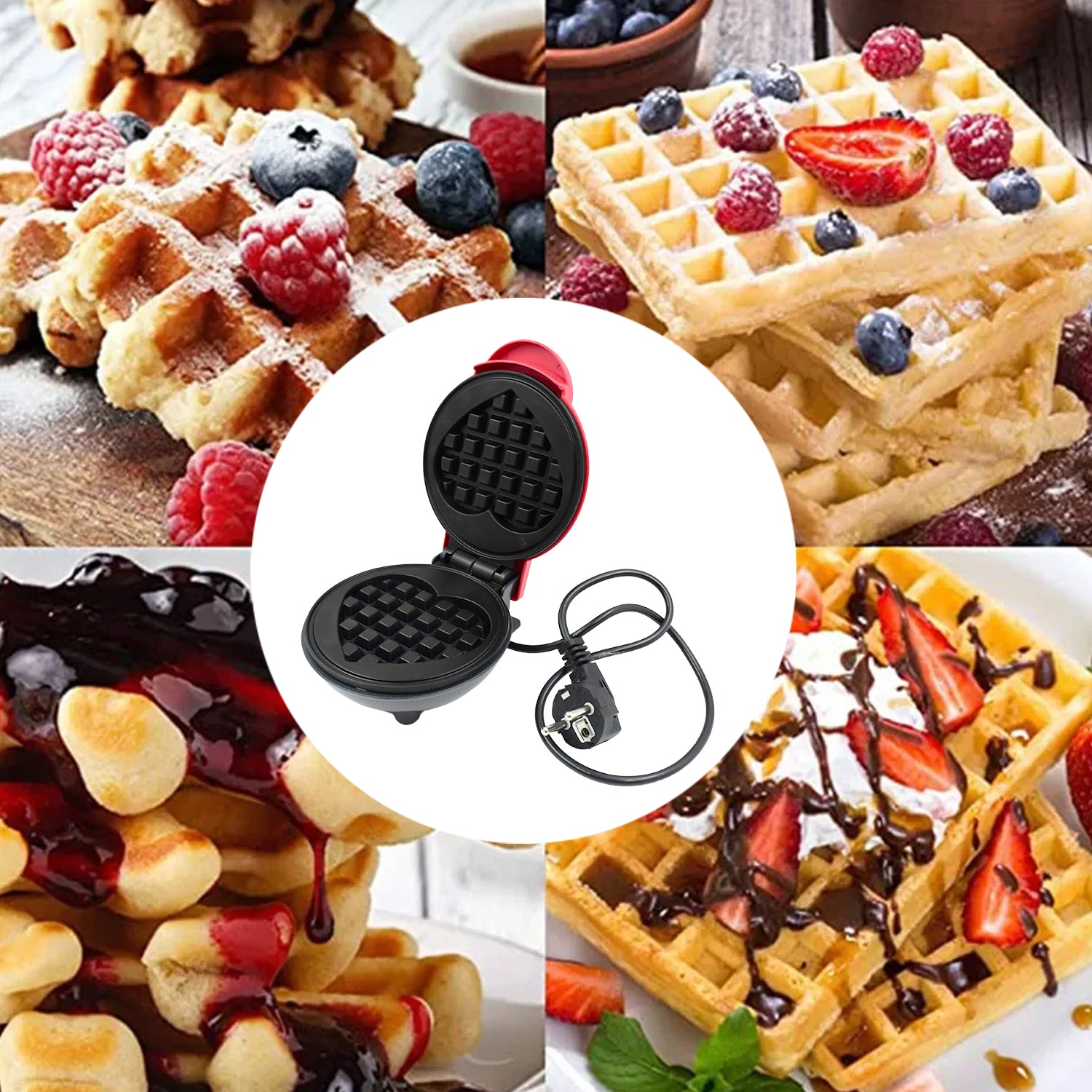 Mini Waffle Maker Machine Waffle Iron Home Appliances Kitchen Gift Easy To Clean On-stick Surfaces Perfect Breakfast Dessert Sandwich Pan Cakes Paninis  Other Snacks Machine - Shop Gharse
