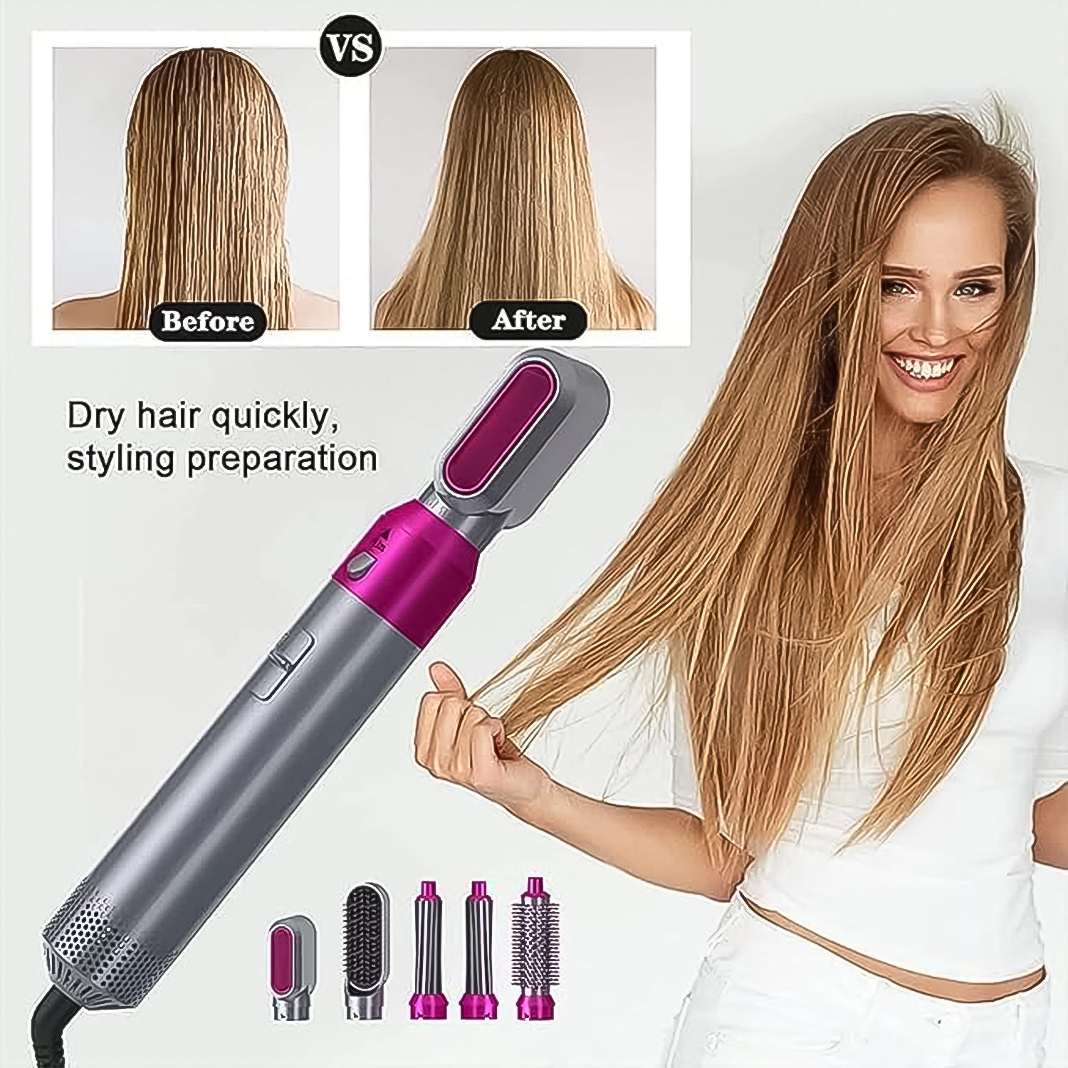 5 In 1 Hair Dryer Brush Multifunctional Hot Air Styler Hair Tools - Shop Gharse