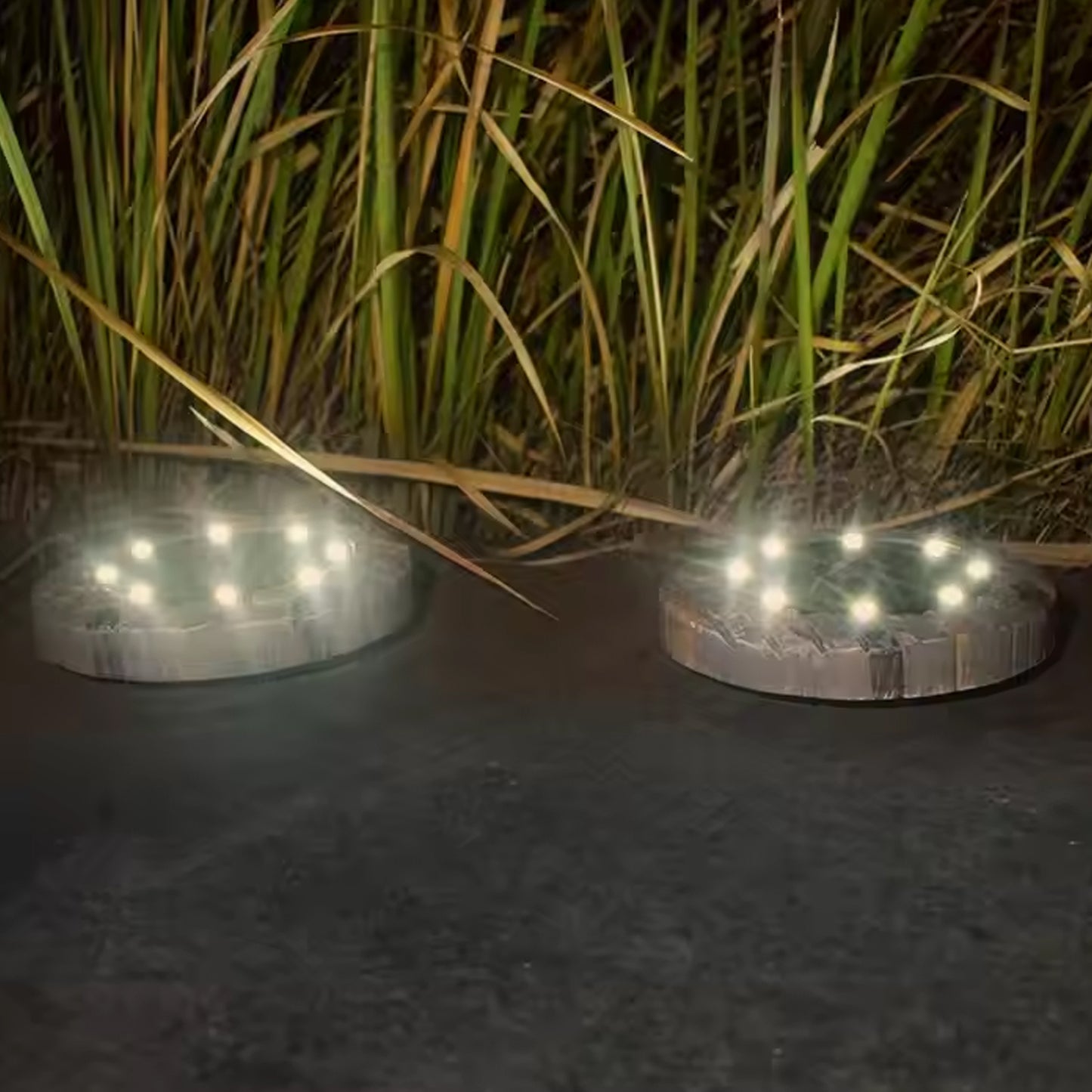 Disk Lights Slate  Heavy Duty Outdoor Solar Pathway Lights  4 Led (2 Pc) - Shop Gharse