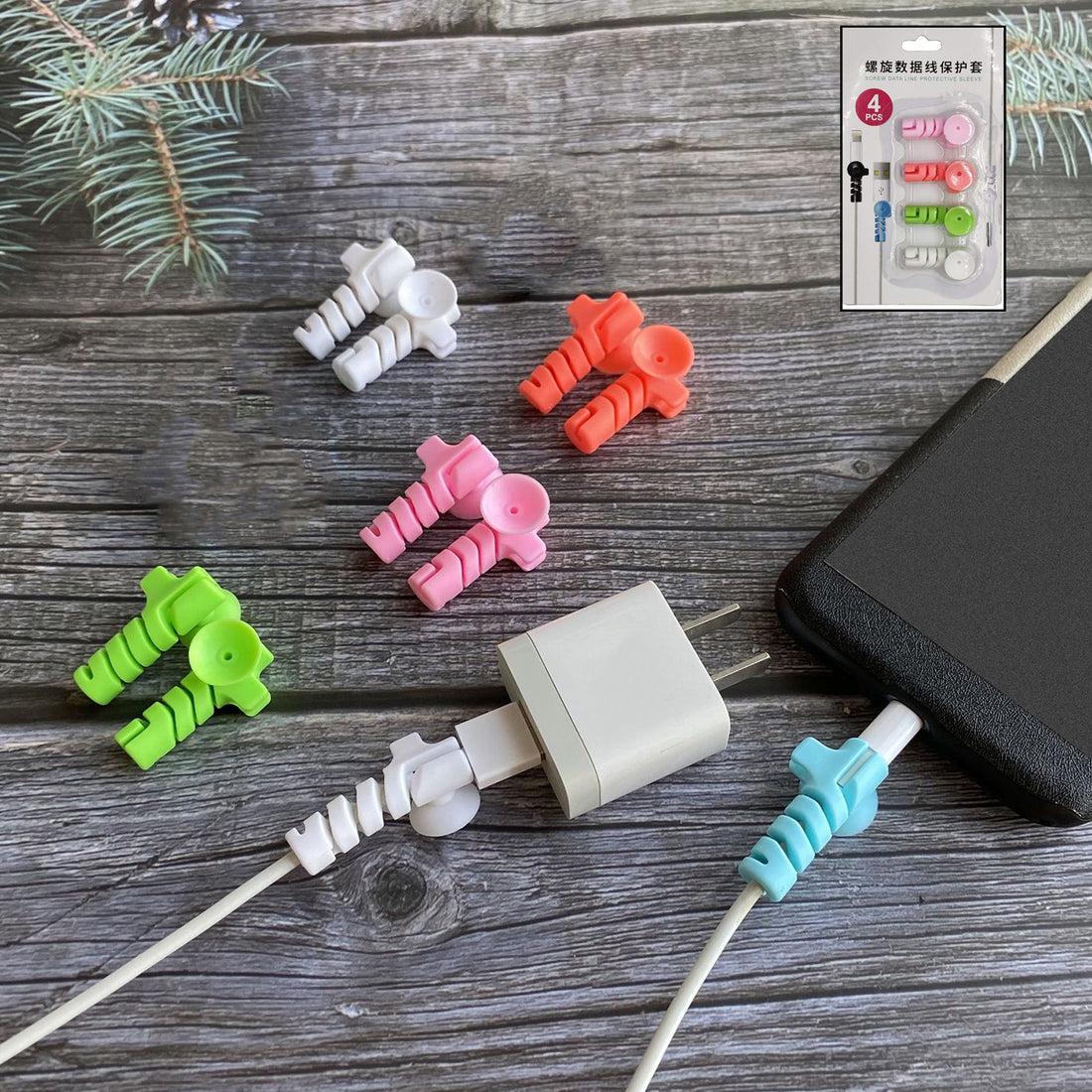 Cable Cord Protector Saver With Suction End (Suction Winder  4 Pcs Set) - Shop Gharse