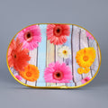 Plastic Flower Printed Design Serving Tray (3 Pcs Set  Mix Color) - Shop Gharse