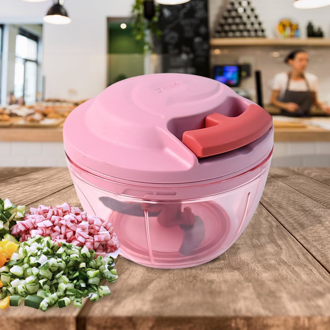 Apex Power-x Triple Stainless Steel Blades And Hand-pull Vegetable Chopper (500ml) - Shop Gharse