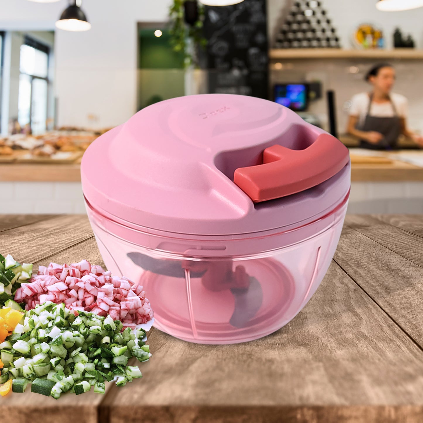 Apex Power-x Triple Stainless Steel Blades And Hand-pull Vegetable Chopper (500ml) - Shop Gharse