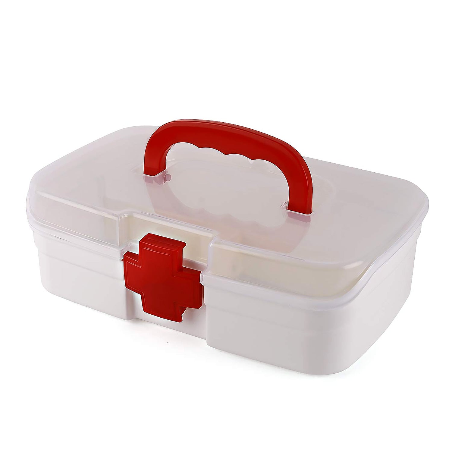 12980 3 Compartment Medical Box 1 Piece Indoor Outdoor Medical Utility Medicine Storage Box Detachable Tray Medical Box Multi Purpose Regular Medicine First Aid Box With Handle Transparent Lid  Color Box - Shop Gharse