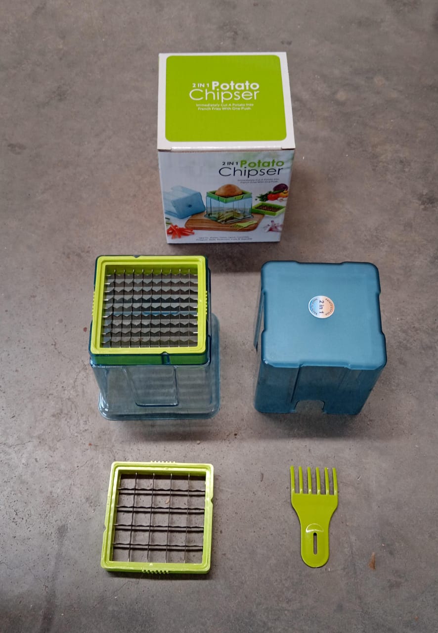 2 In 1 Potato Chipser  Slicer French Fries Maker Finger Chips  Plastic  Two Blades Finger Chips Cutter For Kitchen Accessoryvegetable Fruit Slicer (1 Pc) - Shop Gharse