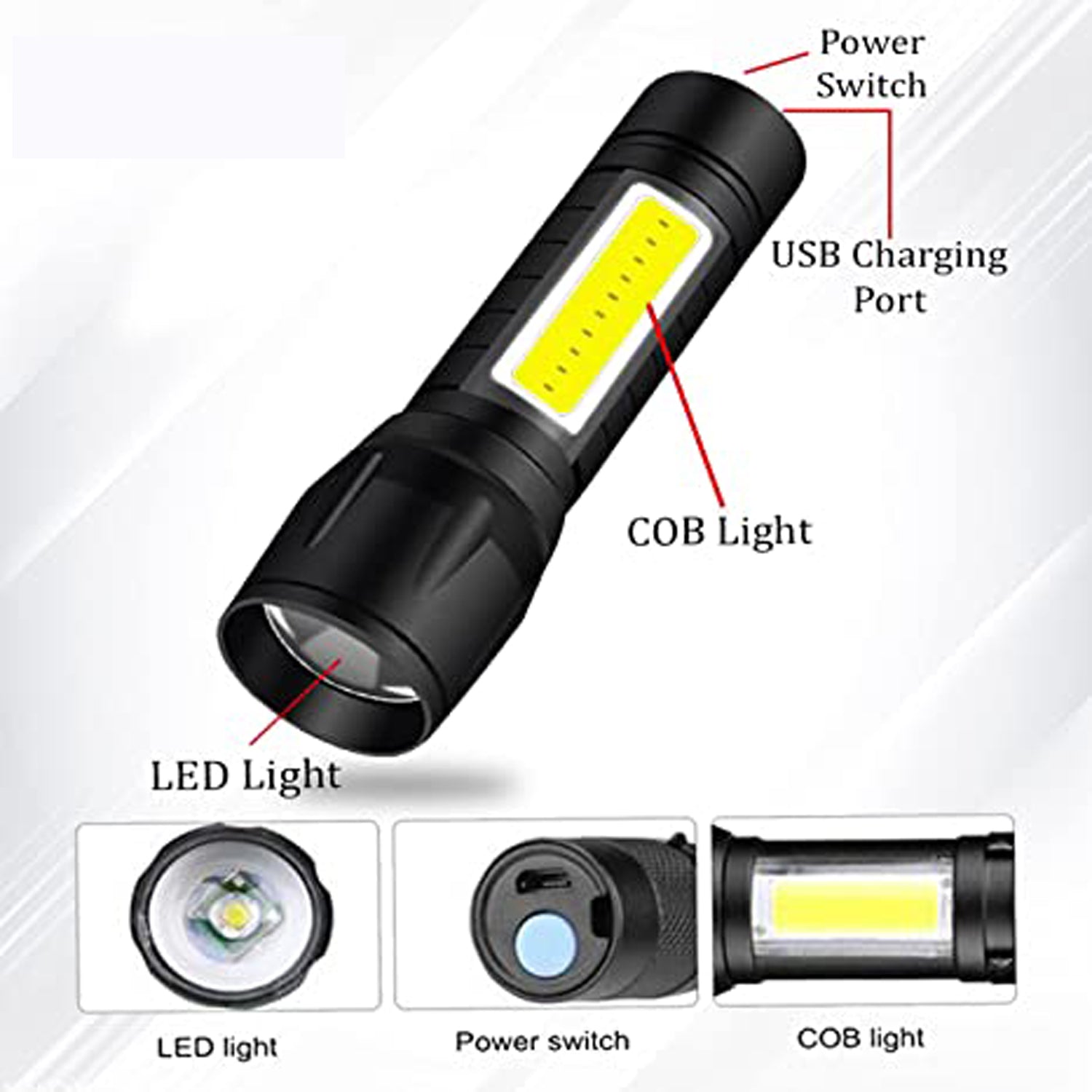 7528  Mini Search Rechargeable Led Long Range Flashlight Emergency Light Torch - Shop Gharse