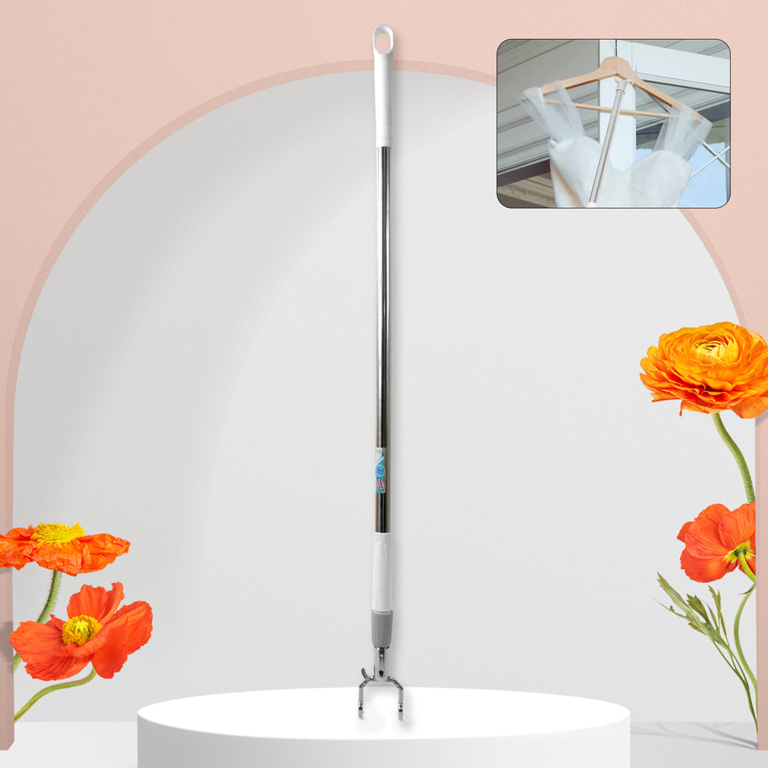 Stainless Steel Telescopic Pole Clothes Hooks Hanger (1 Pc  155 Cm) - Shop Gharse