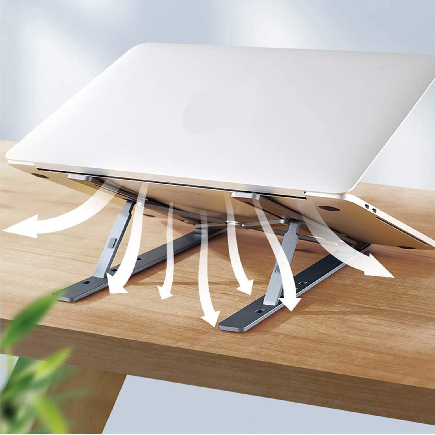12874 Laptop Stand For Desk  Metal Portable Laptop Stand With 6 Adjustable Angles  Laptop Riser Phone And Tablet Stand  Compatible For All Laptop - Shop Gharse