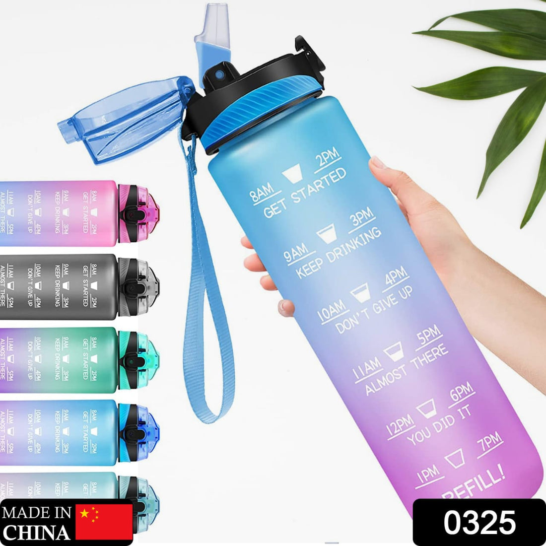 0325 Motivational Water Bottle With Straw  Time Marker Bpa-free Tritan Portable Gym Water Bottle Leakproof Reusable Special Design For Your Sports Activity Hiking Camping - Shop Gharse