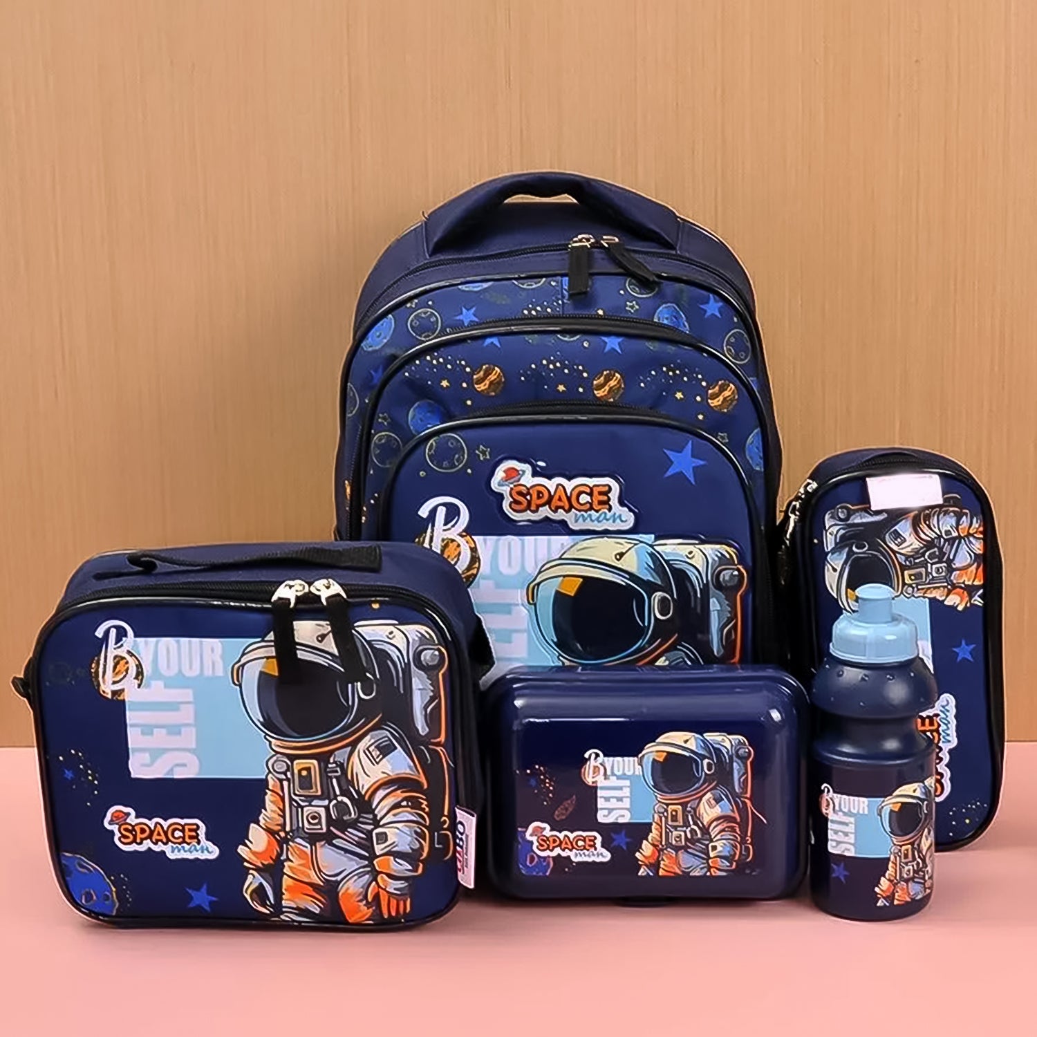 5 In 1 School Bag Includes Lunch Bag 14 Inch School Bags Water Bottle  Pencil Case In Box Packing (1 Set  Mix Color)) - Shop Gharse