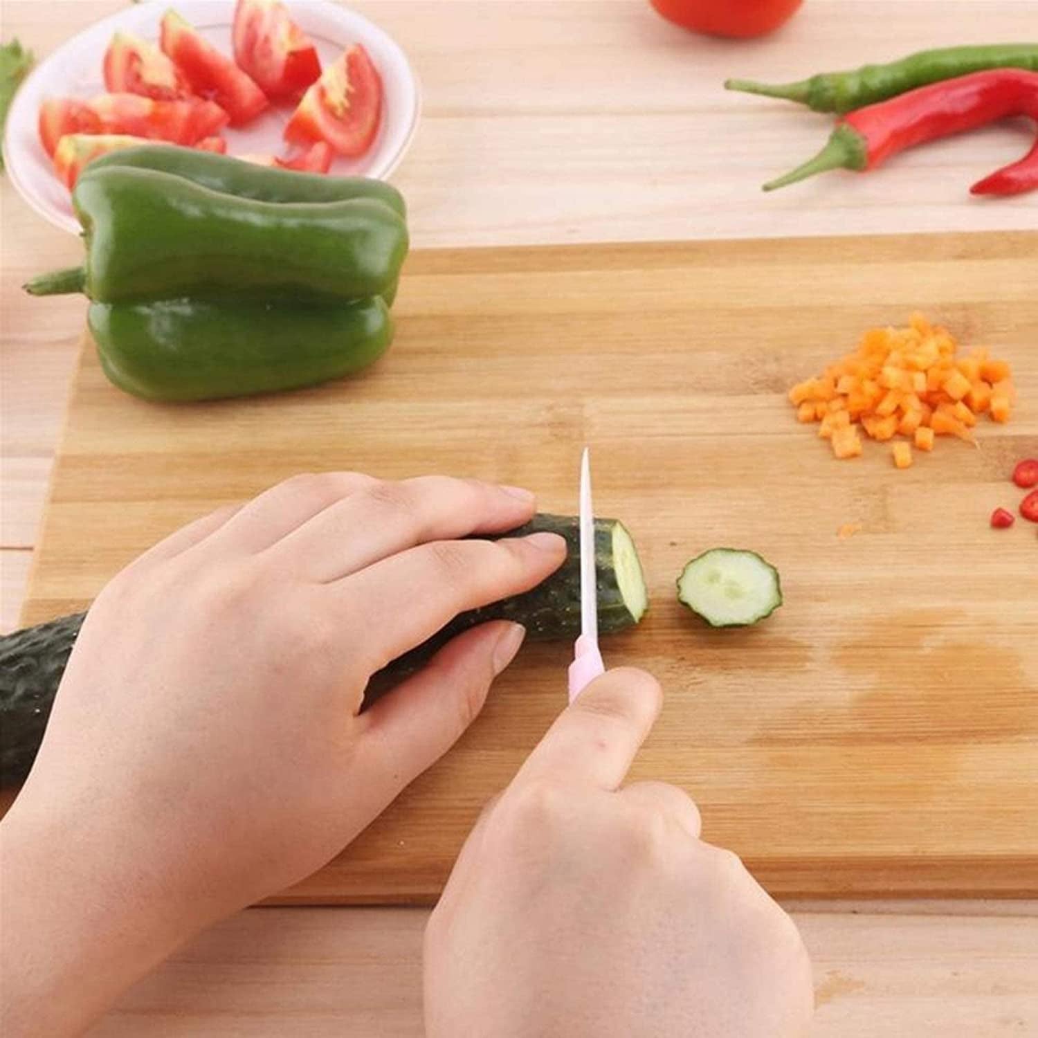 2315 Thick Wooden Bamboo Kitchen Chopping Cutting Slicing Board With Holder For Fruits Vegetables Meat - Shop Gharse