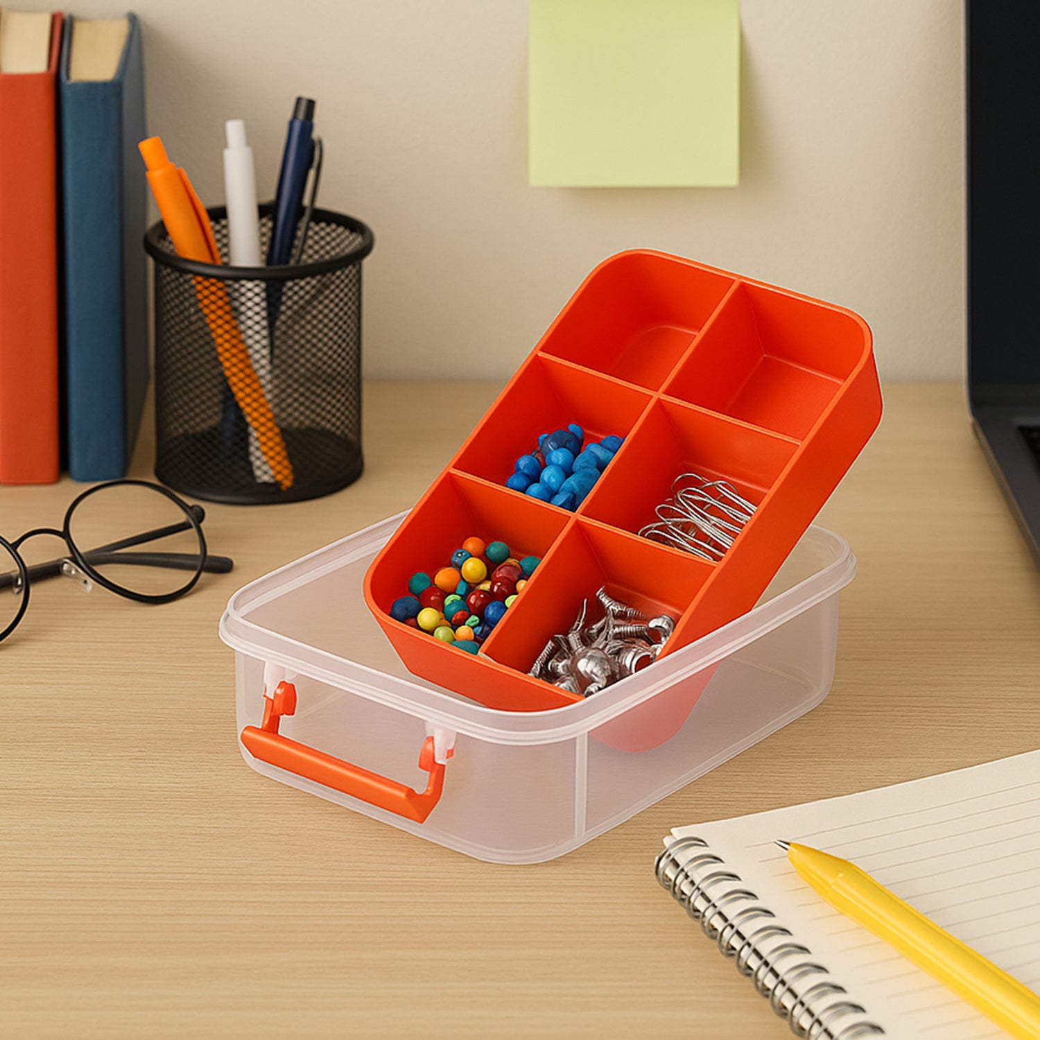 3-layer Multi-purpose Transparent Plastic Storage Carry Box With Handle - Shop Gharse