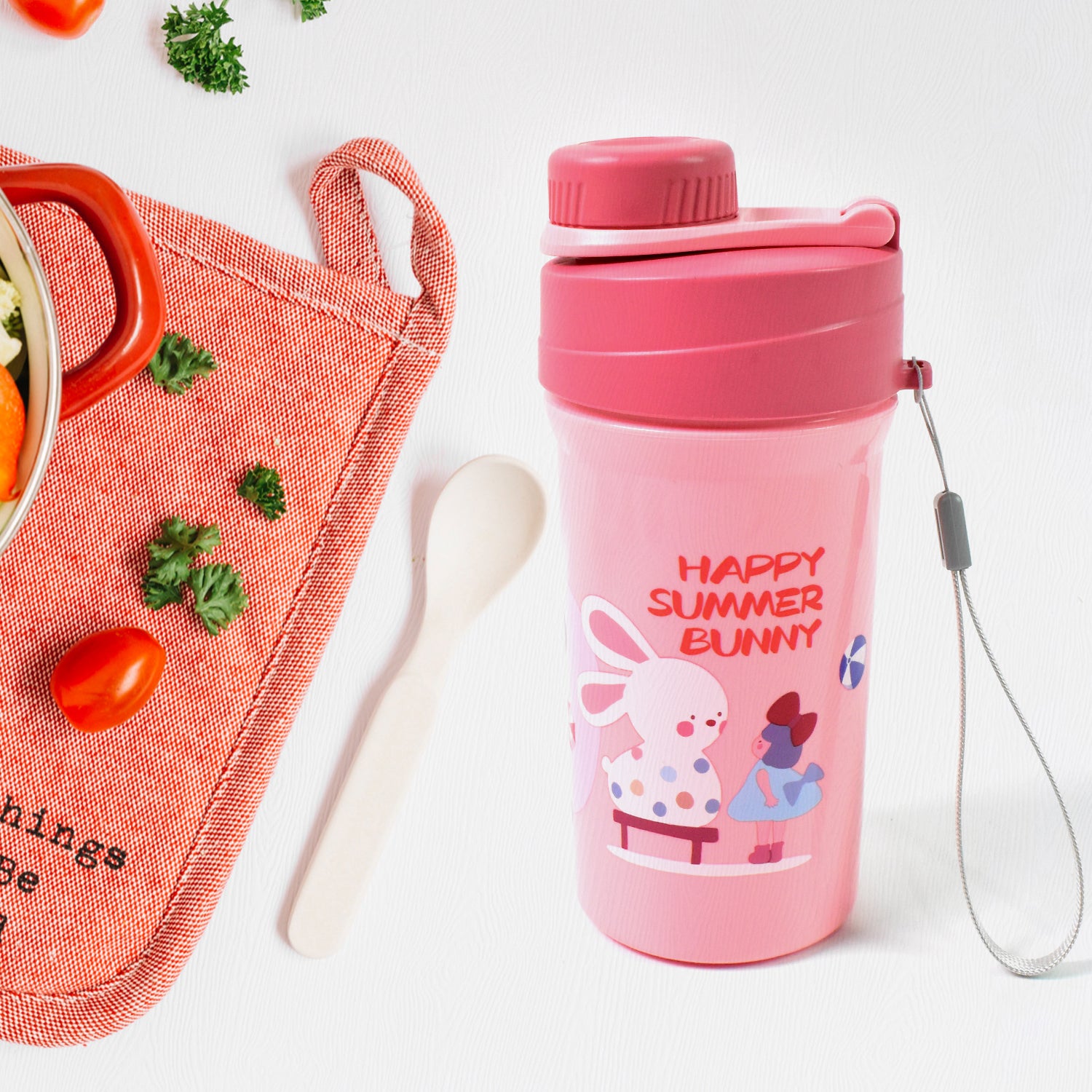 Plastic Lunch Box Leak Proof 2 Compartment With Bottle And Fork (1 Set  Mix Color) - Shop Gharse