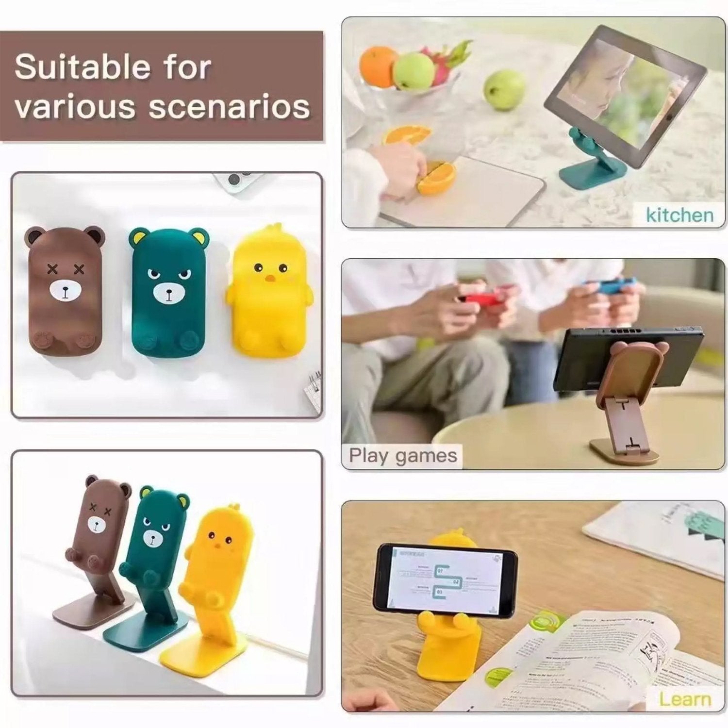 0216 Cute Cartoon Design Multi-angle Adjustable Foldable Mobile Stand - Shop Gharse