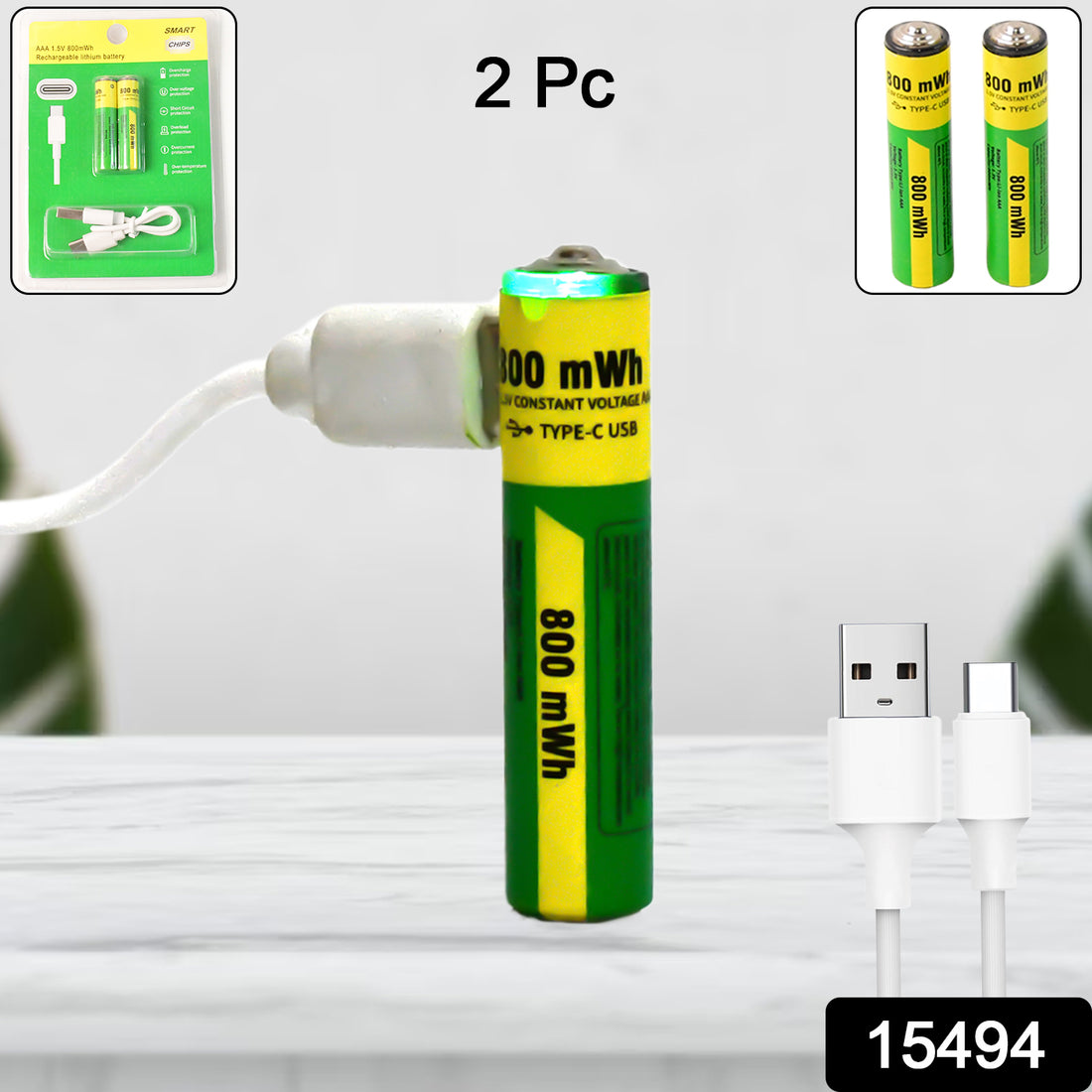 Aaa Rechargeable 800 Mwh Batteries With Recharging Cable (2 Pc Set) - Shop Gharse