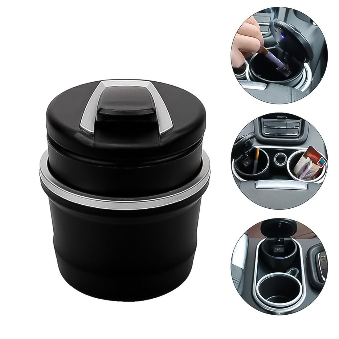 Portable Car Ashtray With Lid And Blue Led Light (1 Pc  With Color Box) - Shop Gharse