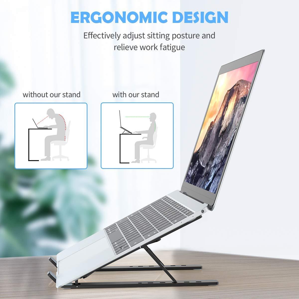 1320 Adjustable Laptop Stand Holder With Built-in Foldable Legs And High Quality Fibre - Shop Gharse