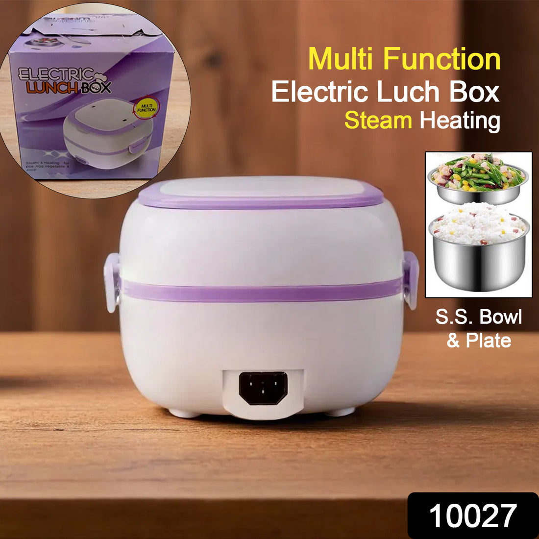10027 Electric Lunch Box Portable Food Warmer Food Heating Lunch Box Removable Food-grade Stainless Steel Compartments 220v 200w For Car Truck Office - Shop Gharse