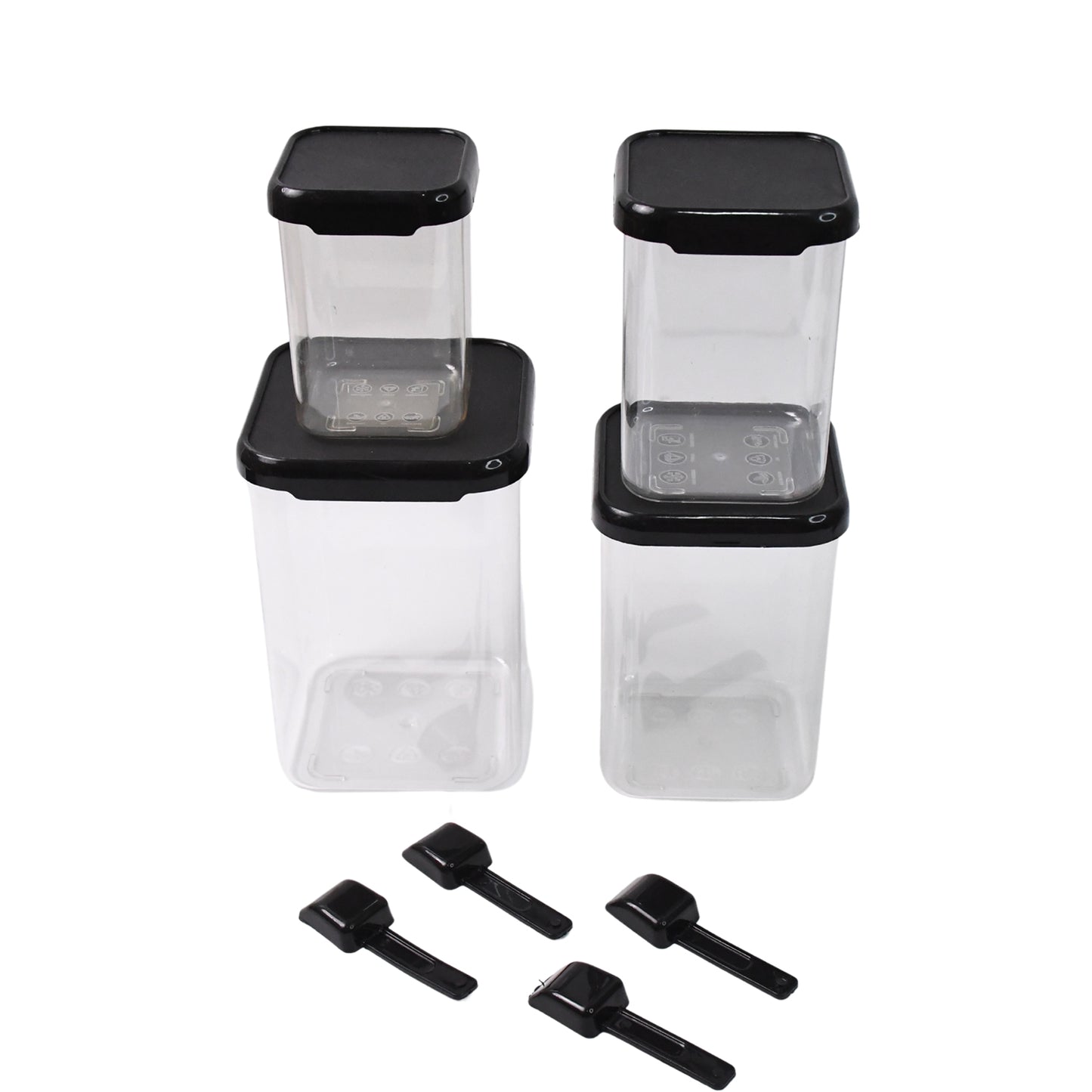 Plastic Air Tight Containers Storage (4 Pc Set With 4 Spoon) - Shop Gharse