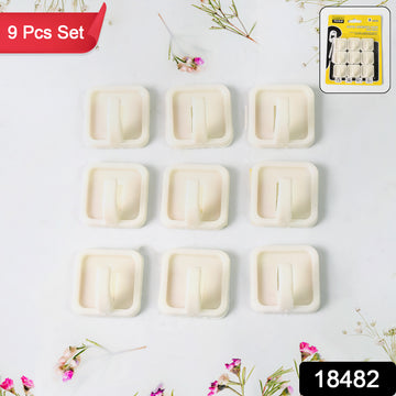 Adhesive Hooks For Wall Hanging Clothes Strong Adhesive Hooks (9 Pcs Set) - Shop Gharse