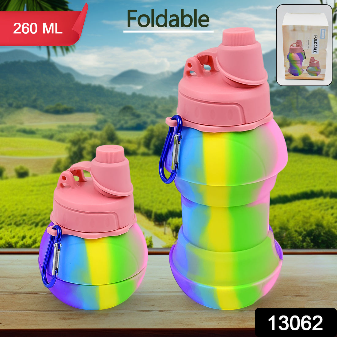 Flexible Collapsible Silicone Sports Water Bottle (260 Ml  20 Cm Folding) - Shop Gharse