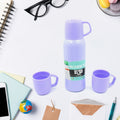 5533 Vacuum Flask Set Stainless Steel Thermos With 3 Cup Creative Gift Set With Cover Handle Portable Car Water Bottle Set (Approx 500ml) - Shop Gharse
