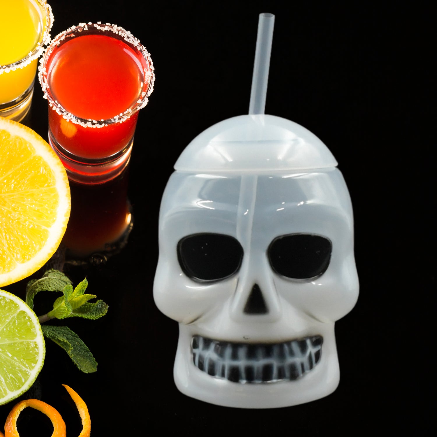 0287 Ghost Face Bottle Water Bottle Drinking Cup With Lid And Straw Party Favors Summer Hawaiian And Beach Party Decorations For Kids Adults With Brown Box(1 Pc) - Shop Gharse