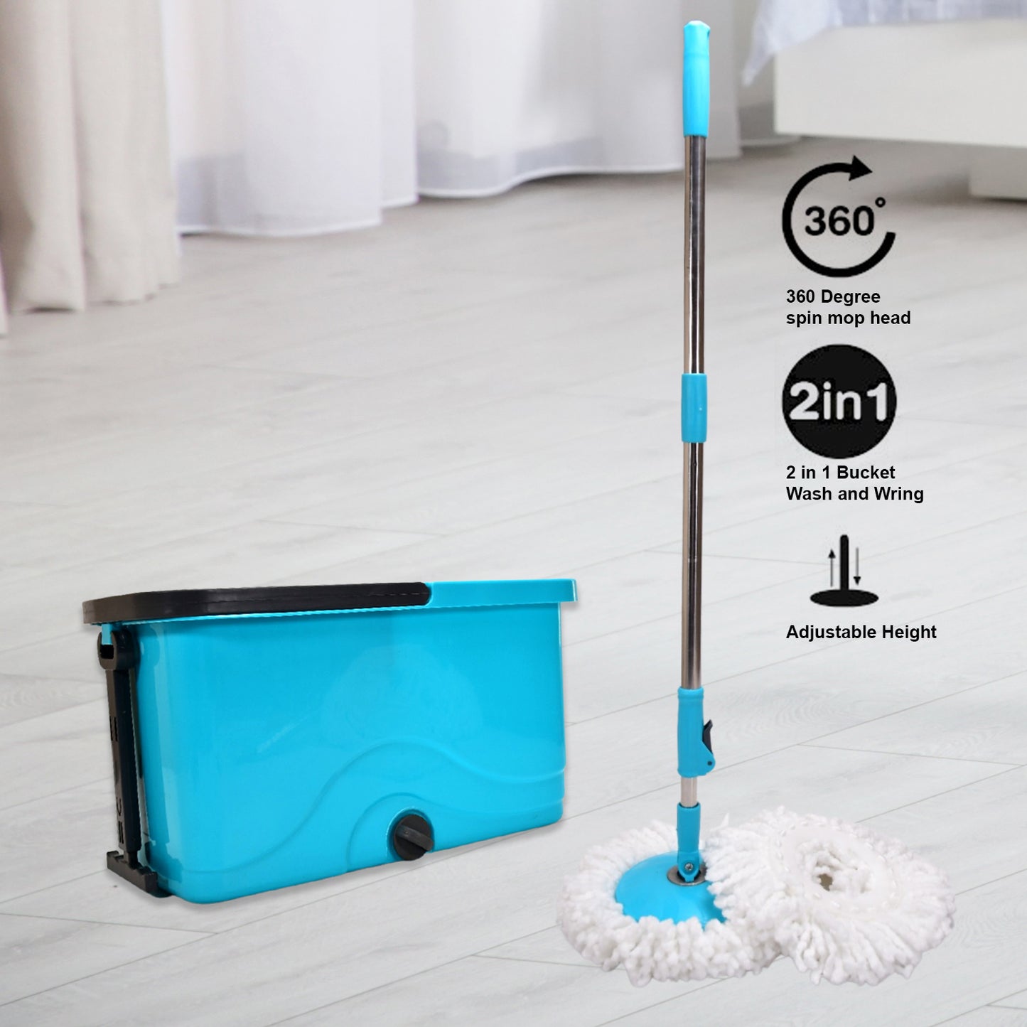 4027 Quick Spin Mop Plastic Spin Bucket Floor Cleaning Easy Wheels  Big Bucket Floor Cleaning Mop With Bucket - Shop Gharse