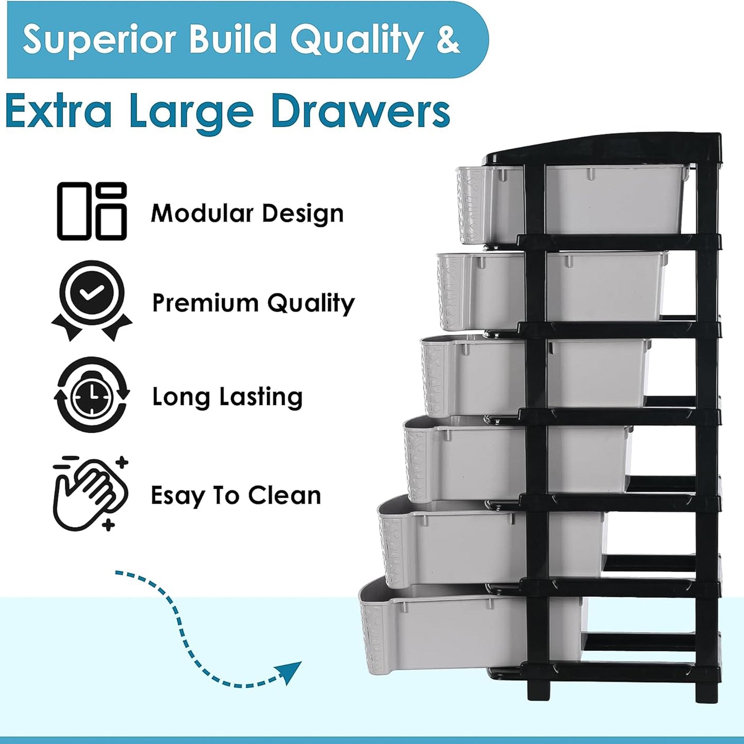 6-layer Heavy-duty Plastic Drawer Organizer Cabinet With Stone Texture Drawers - Shop Gharse