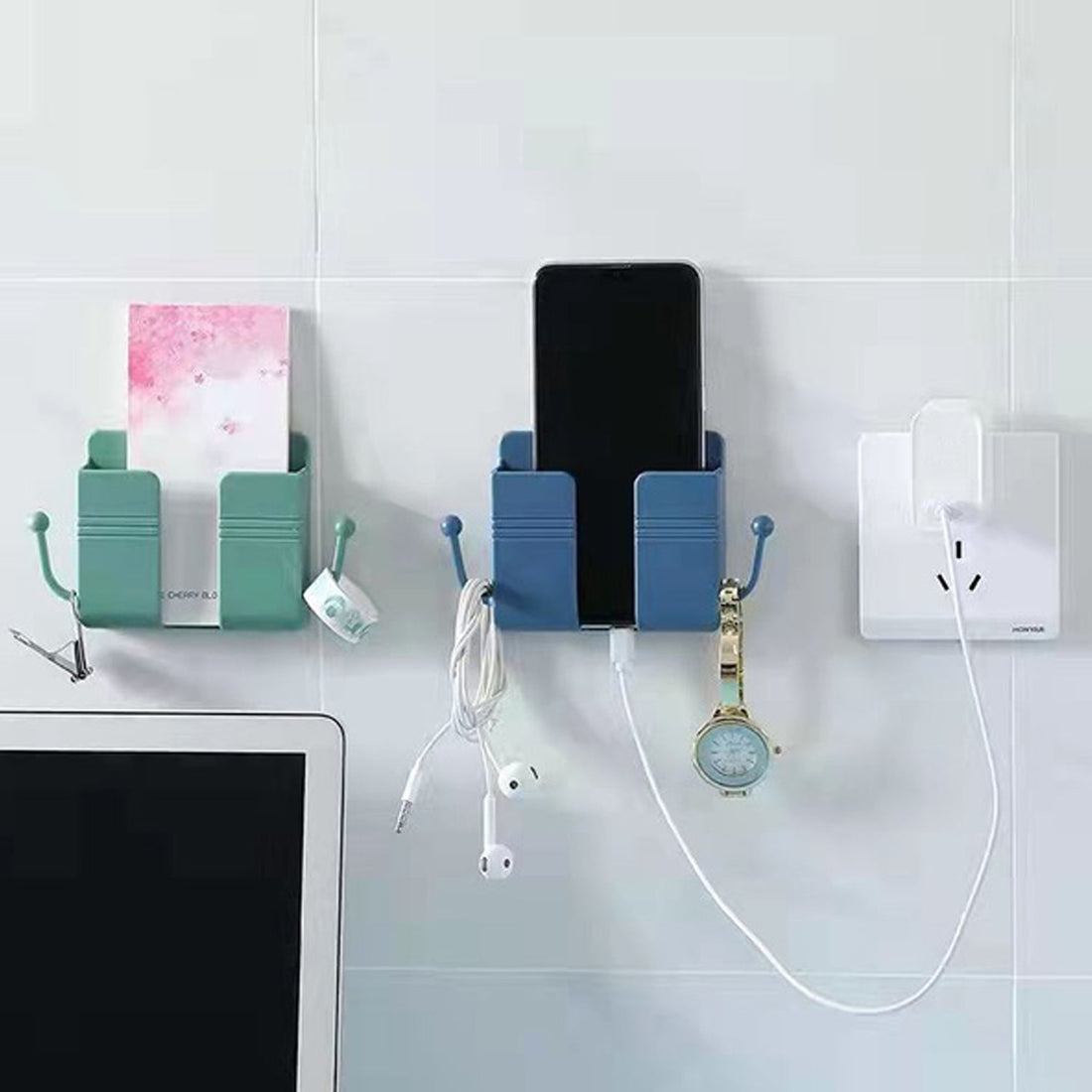 6201 1 Pc Wallmount Mobile Stand With Hook Design Used In All Kinds Of Places Including Household And Many More As A Hanging Support For Cloths And Stuffs Purposes. - Shop Gharse