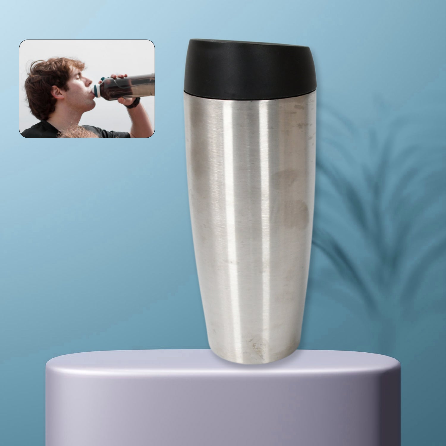 13007 Stainless Steel Vacuum Insulated Coffee Cups Double Walled Travel Mug Car Coffee Mug With Leak Proof Lid Reusable Thermal Cup For Hot Cold Drinks Coffee Tea (850ml Approx) - Shop Gharse